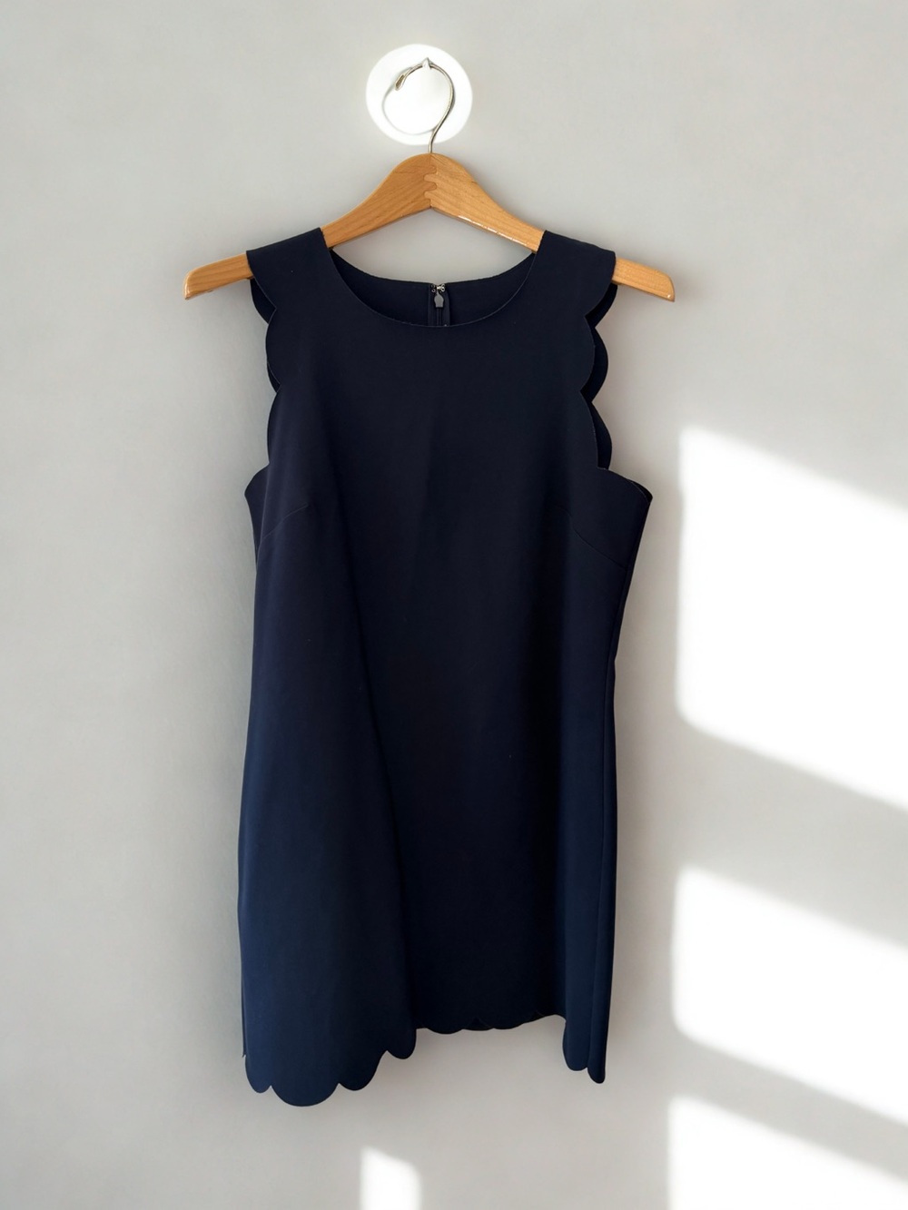 J. Crew Navy Scallop-Edge Midi Dress